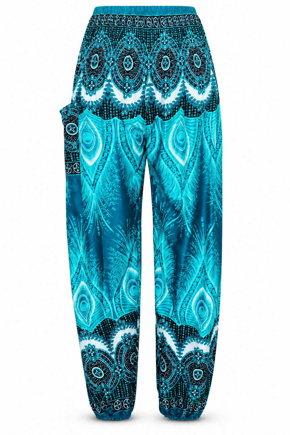 Turquoise Peacock Harem Pants – product view 1