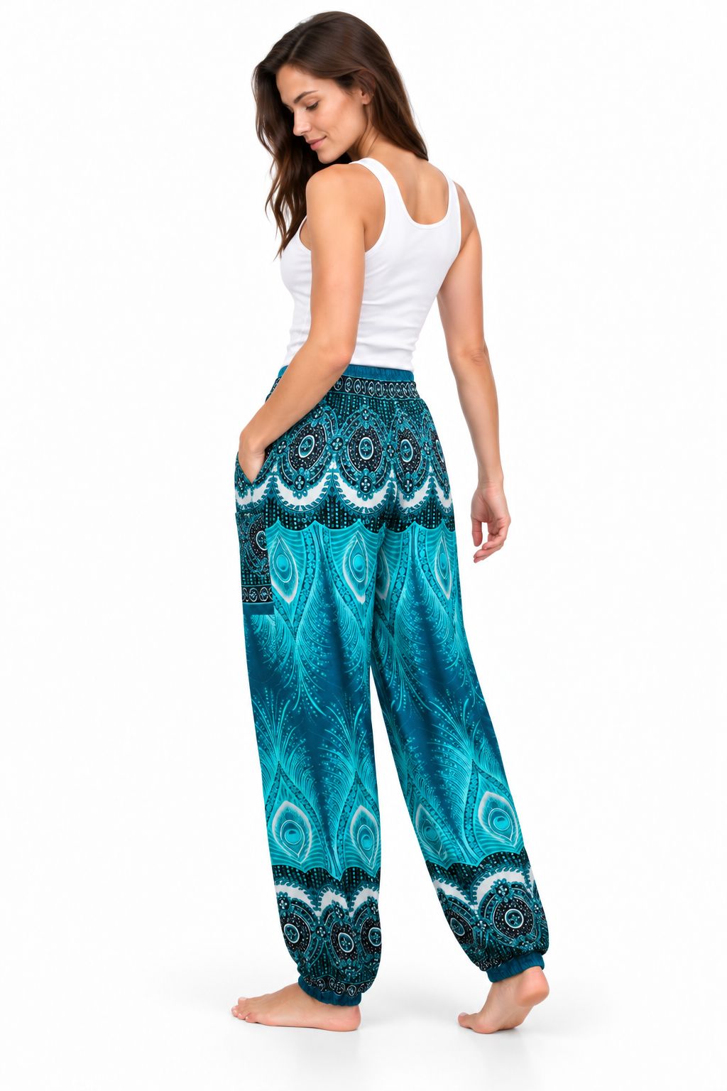 Turquoise Peacock Harem Pants – product view 3