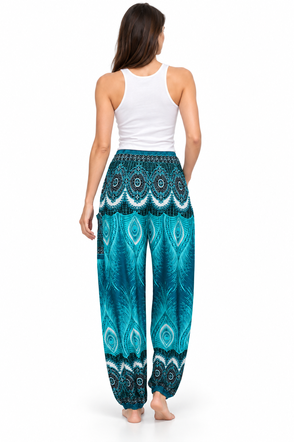 Turquoise Peacock Harem Pants – product view 4