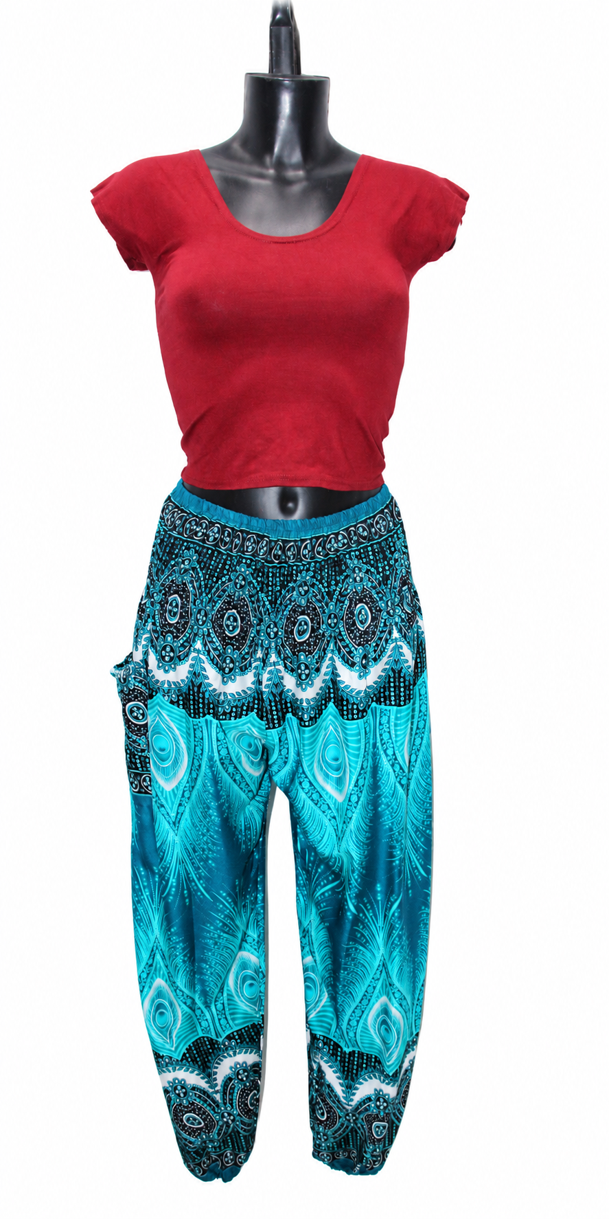 Turquoise Peacock Harem Pants – product view 6