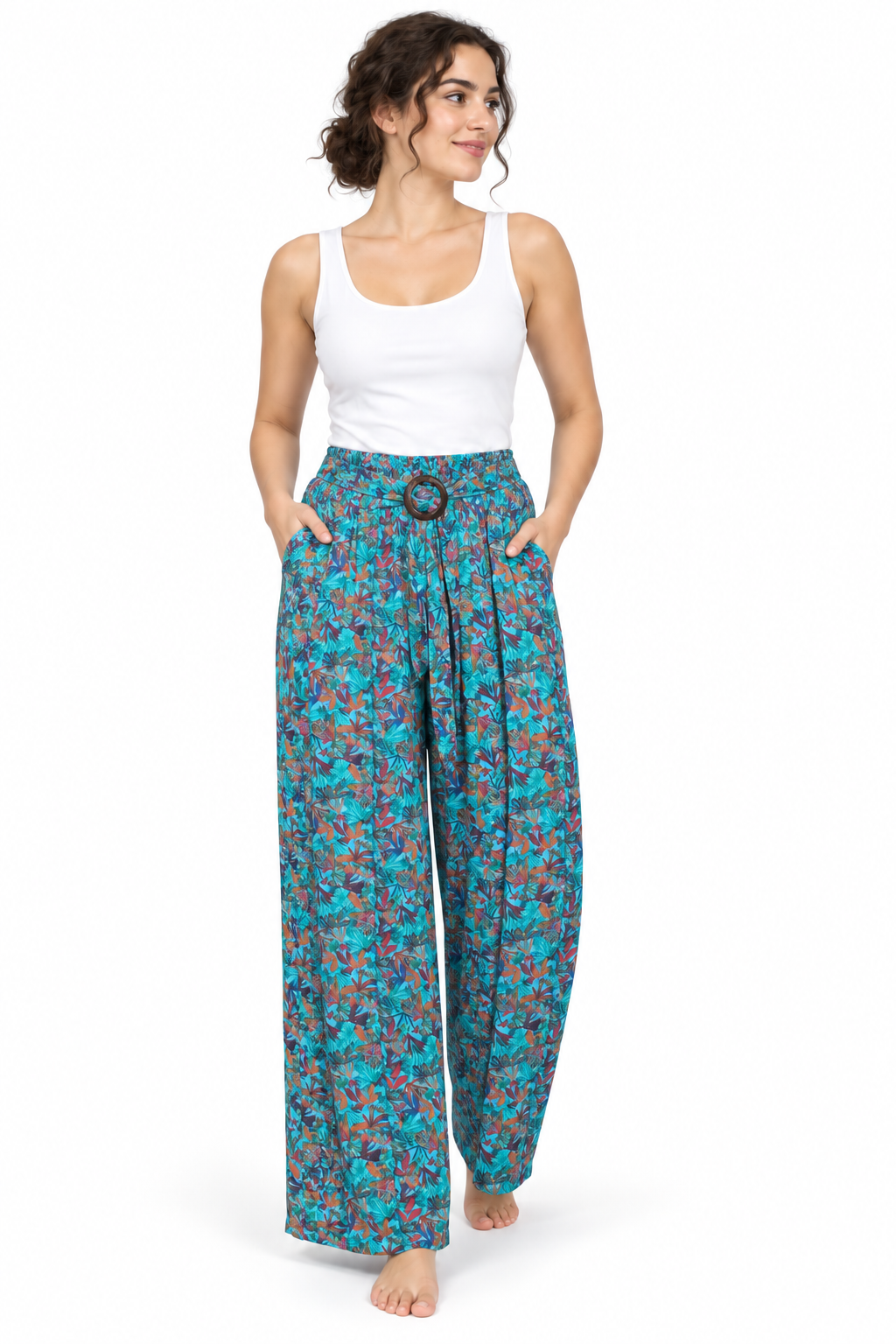 Turquoise Small Floral Palazzo – product view 2
