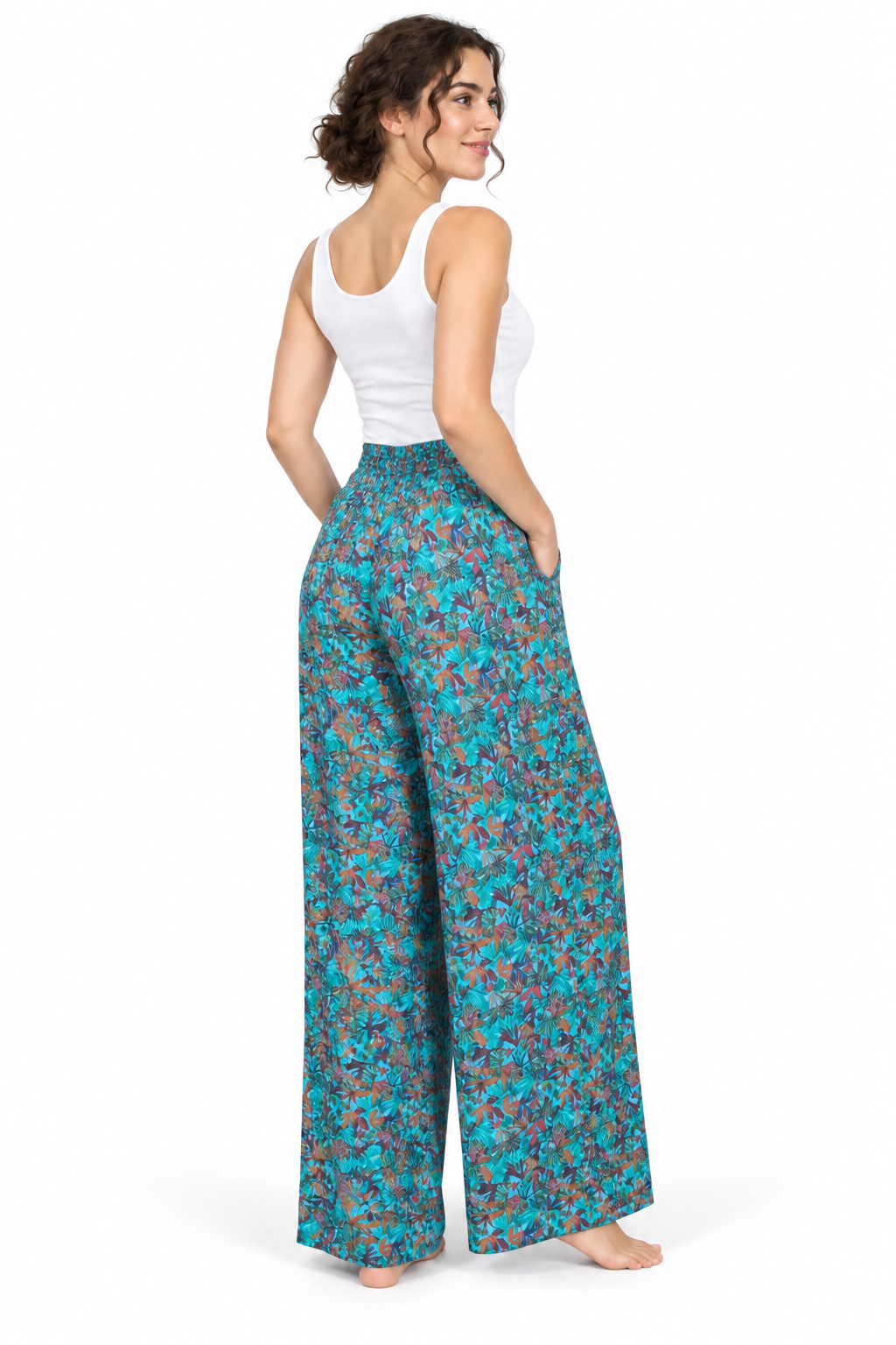 Turquoise Small Floral Palazzo – product view 3