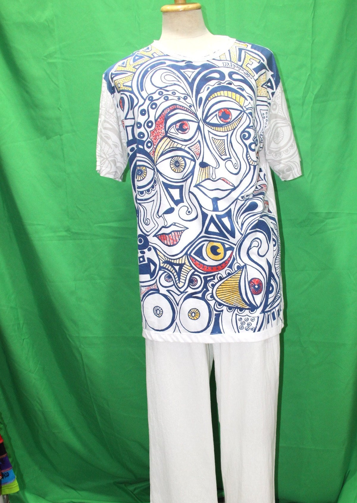 White Blue Abstract Face from Thailand — original product view