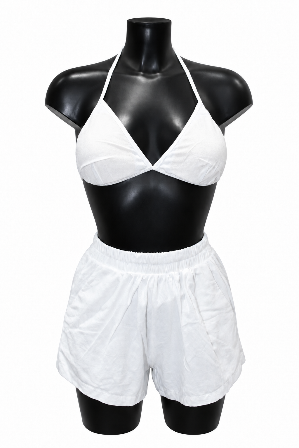 White Elastic-Waist Shorts – clean original product view