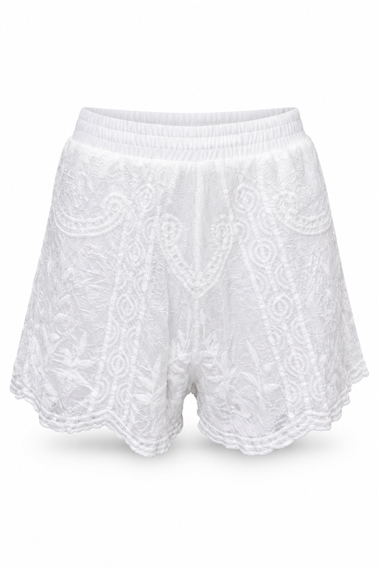 White Lace Shorts – front ghost mannequin