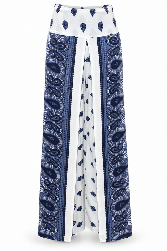 White Navy Patchwork Palazzo – product view 1