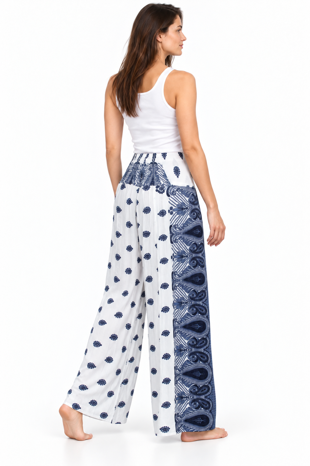 White Navy Patchwork Palazzo – product view 3
