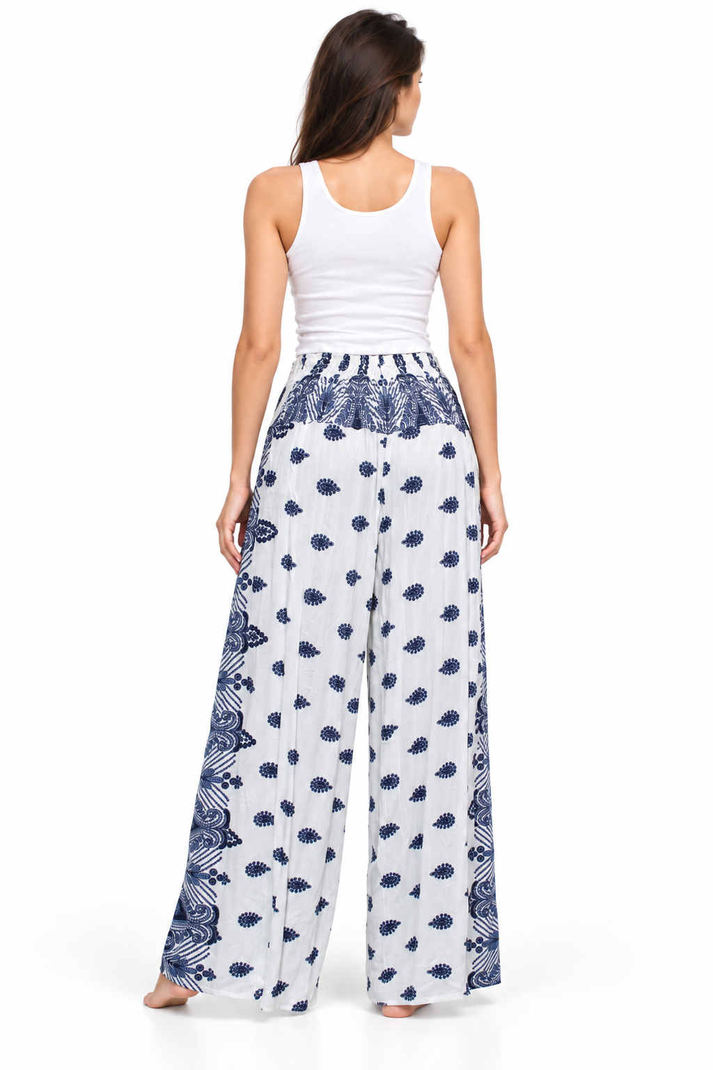 White Navy Patchwork Palazzo – product view 4