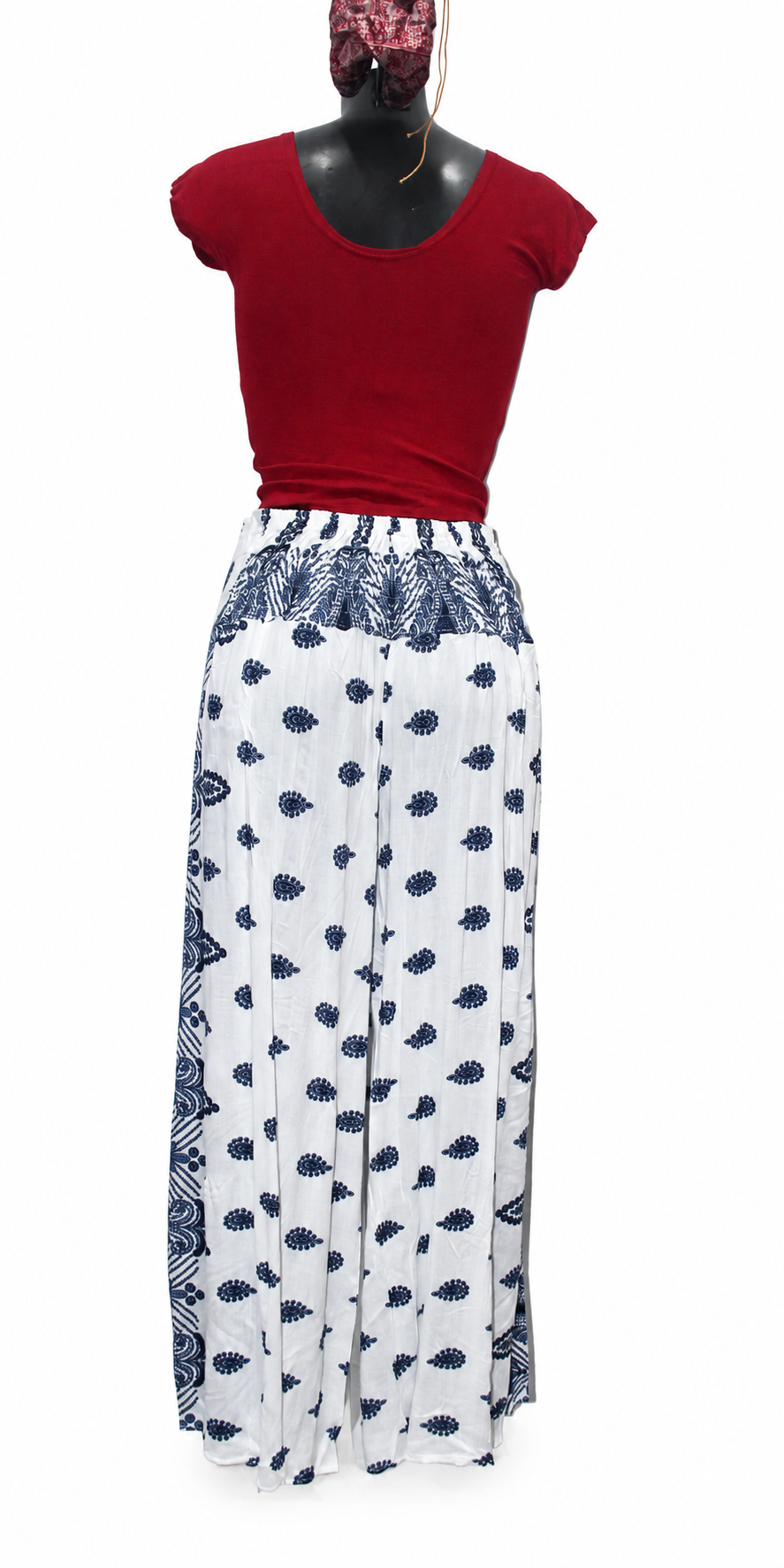 White Navy Patchwork Palazzo – product view 6
