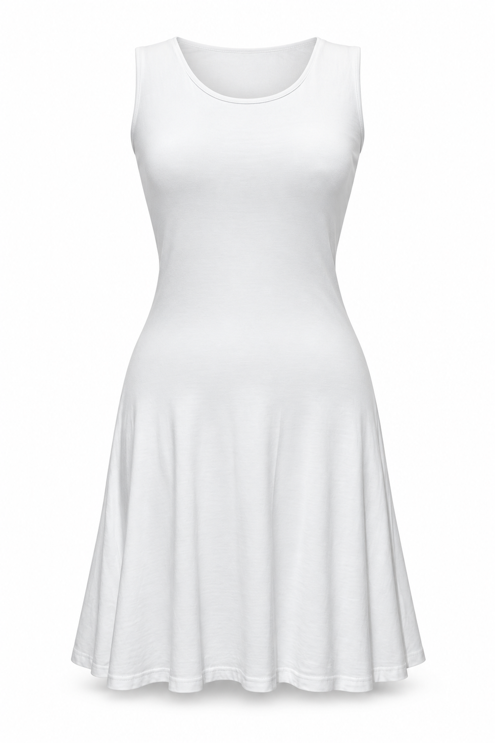 White Sleeveless Ladder-Back Dress — front ghost mannequin