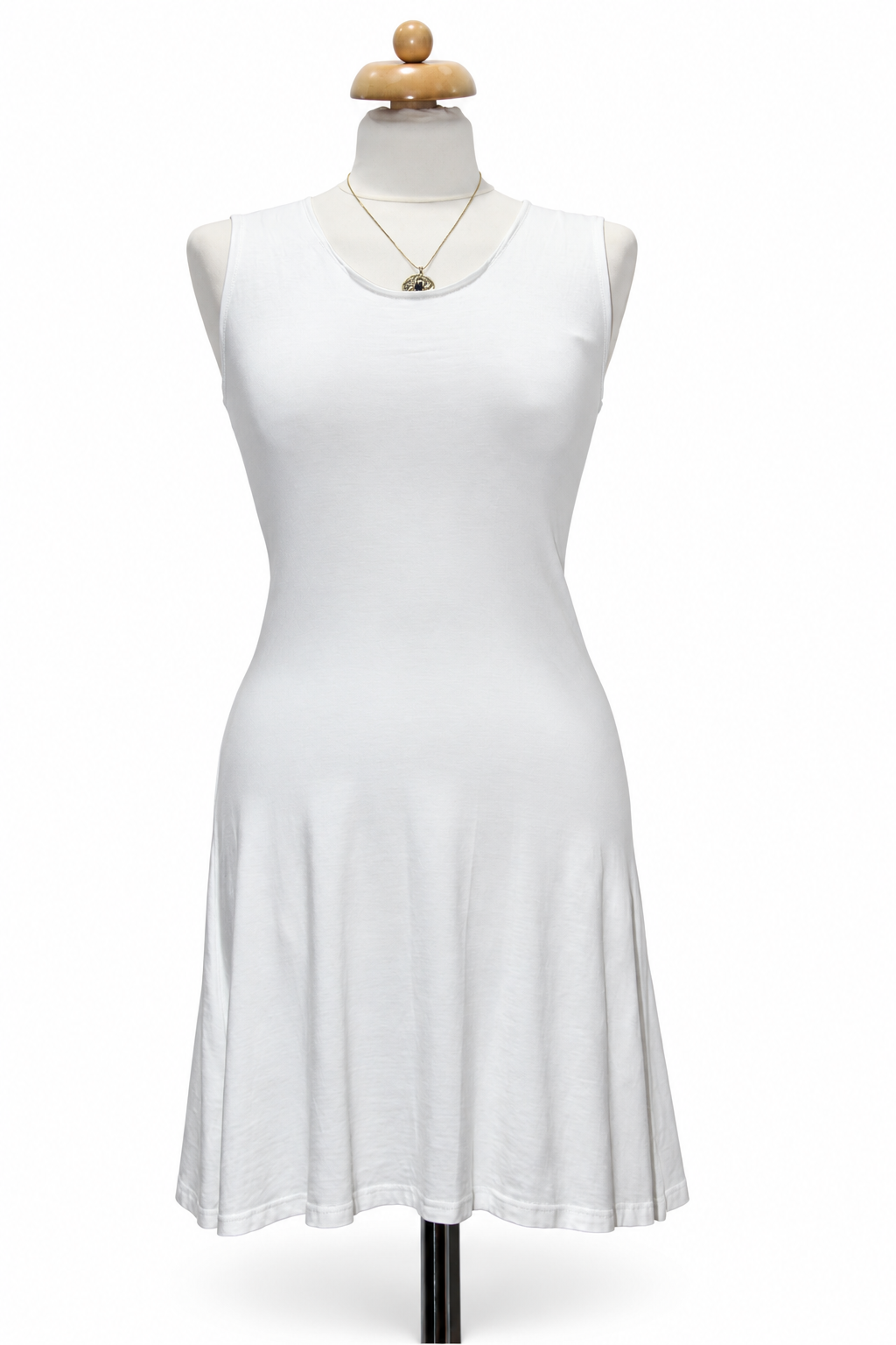White Sleeveless Ladder-Back Dress — original mannequin product photograph