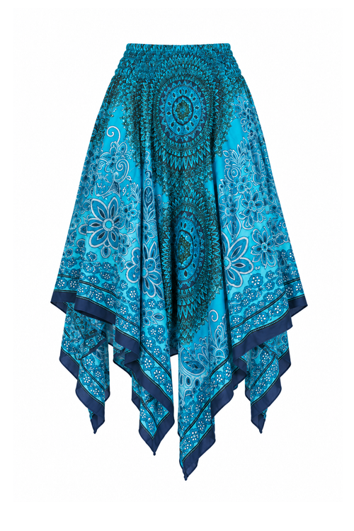 Zig Zag Rayon Halter Dress and Skirt - Turquoise Floral